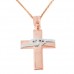 Βαπτιστικός σταυρός από ροζ χρυσό Κ14 με αλυσίδα